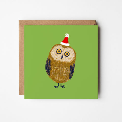 Christmas Owls - blank greetings card