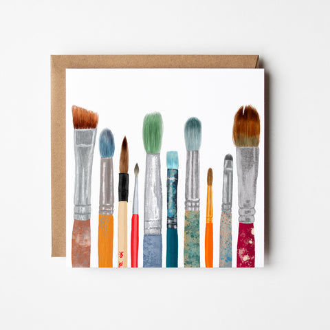 Brushes - blank greetings card