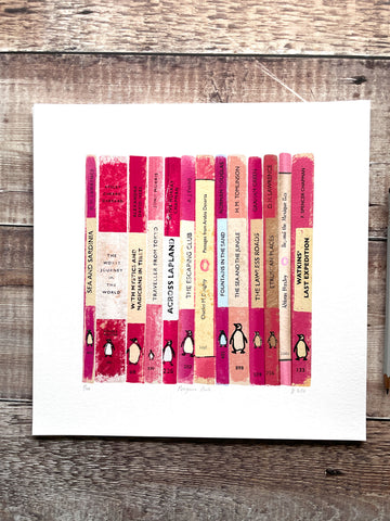 Penguin Pink - book collection, limited-edition, Giclee print