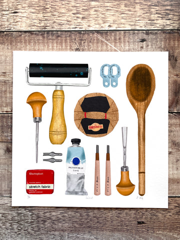 Linocut Printing Tools - limited-edition, giclee print