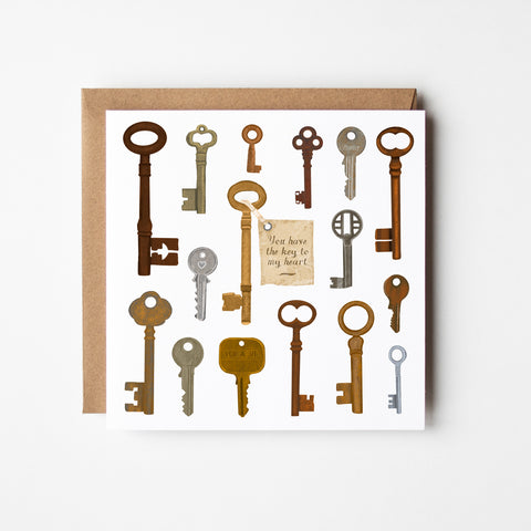 Key to my Heart - blank greetings card